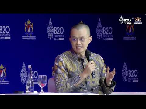 Binance CEO Changpeng "CZ" Zhao at the B20 Business Summit in Bali, Indonesia (November 14, 2022)