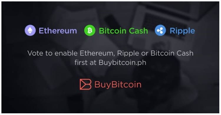 Photo for the Article - Vote for Ethereum, Bitcoin Cash, or Ripple as the Next Digital Coin to be Added on BuyBitcoin.ph