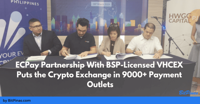 ECPay Partnership With BSP-Licensed VHCEx Will Put the Crypto Exchange in 9000+ Payment Outlets