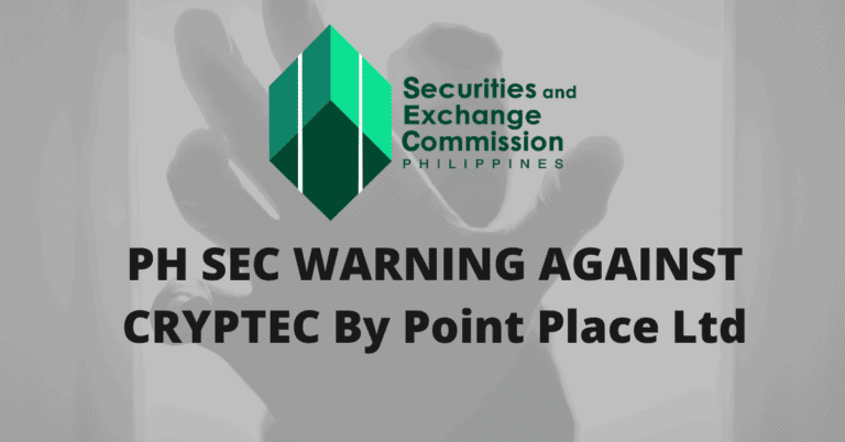 Philippines SEC Advisory Against Cryptec by Point Place LTD