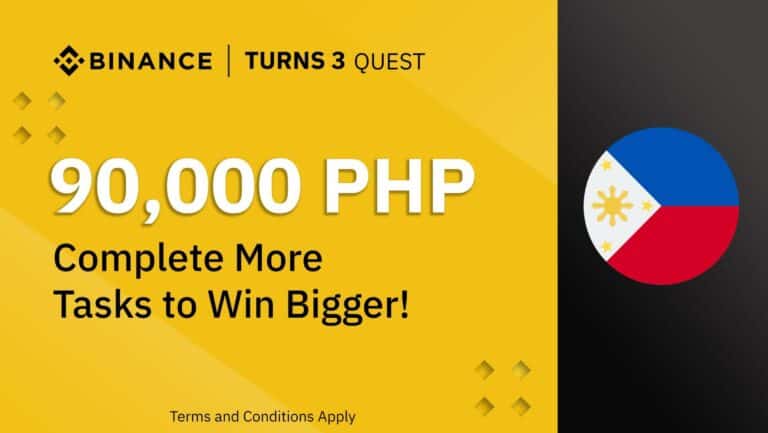 Binance Turns 3 Quest: 90,000 PHP Promo. Complete More Tasks to Win Bigger