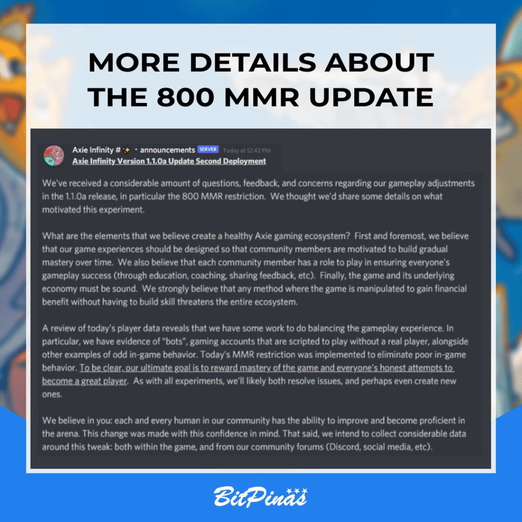 Photo for the Article - Axie Infinity Update: Why 800 MMR Below Won’t Have SLP Anymore