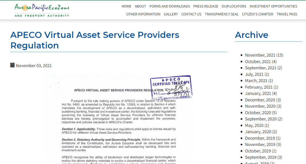 Photo for the Article - Aurora Economic Zone APECO Issues Rules for Offshore Virtual Asset Service Provider License