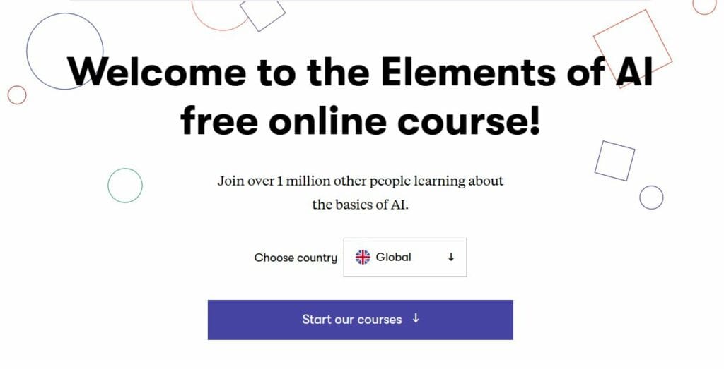 Elements of AI course by MinnaLearn and the University of Helsinki