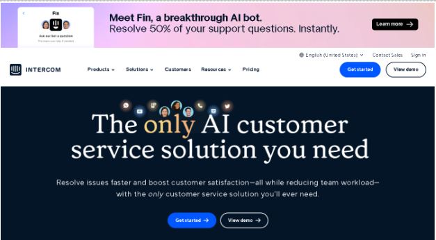 Intercom AI chatbot 'Fin' in action