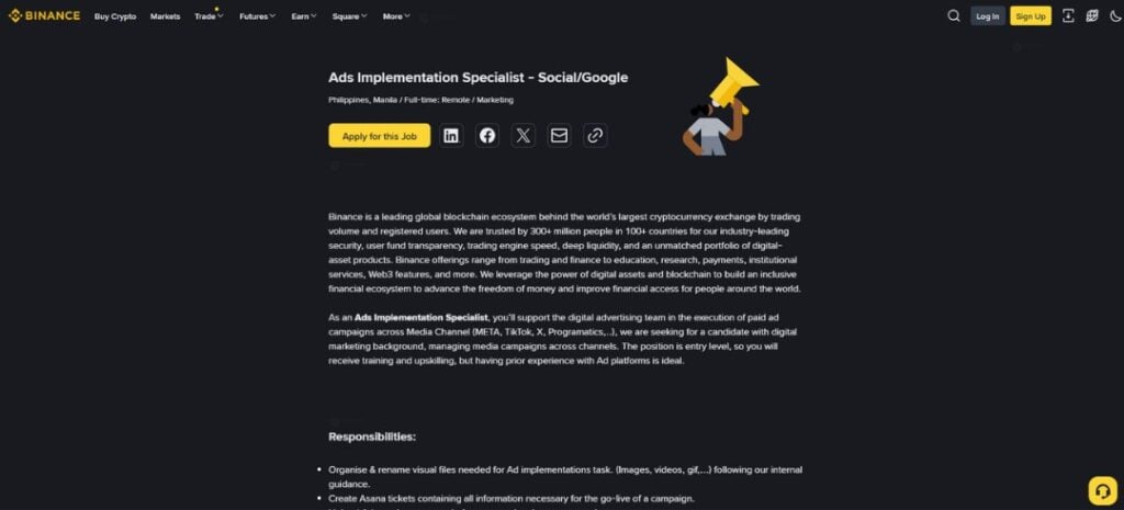 Photo for the Article - Is Binance Returning to PH? Exchange Briefly Opens, Then Removes Manila Job Postings