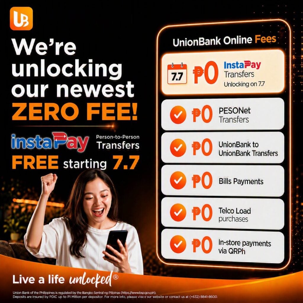 Photo for the Article - UnionBank Waives InstaPay Person-to-Person Transfer Fees Starting July 7