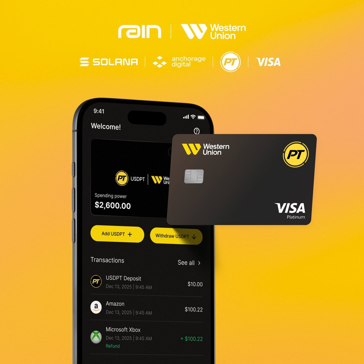 Western Union Launches Stablecard Visa Wallet for USDPT Stablecoin Spending Across 37 Markets | BitPinas